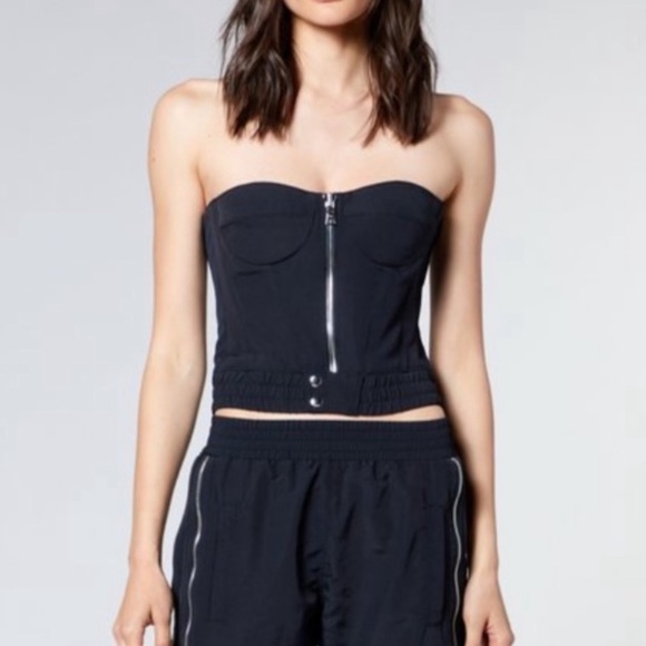 RtA Tops - RtA•Vicki Black Zip Down Bustier/Corset Top•NWT